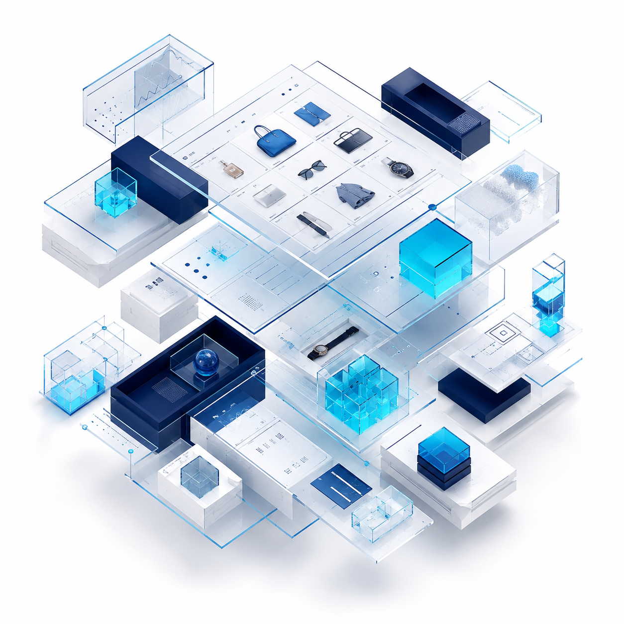 Conceptual illustration of connected commerce modules