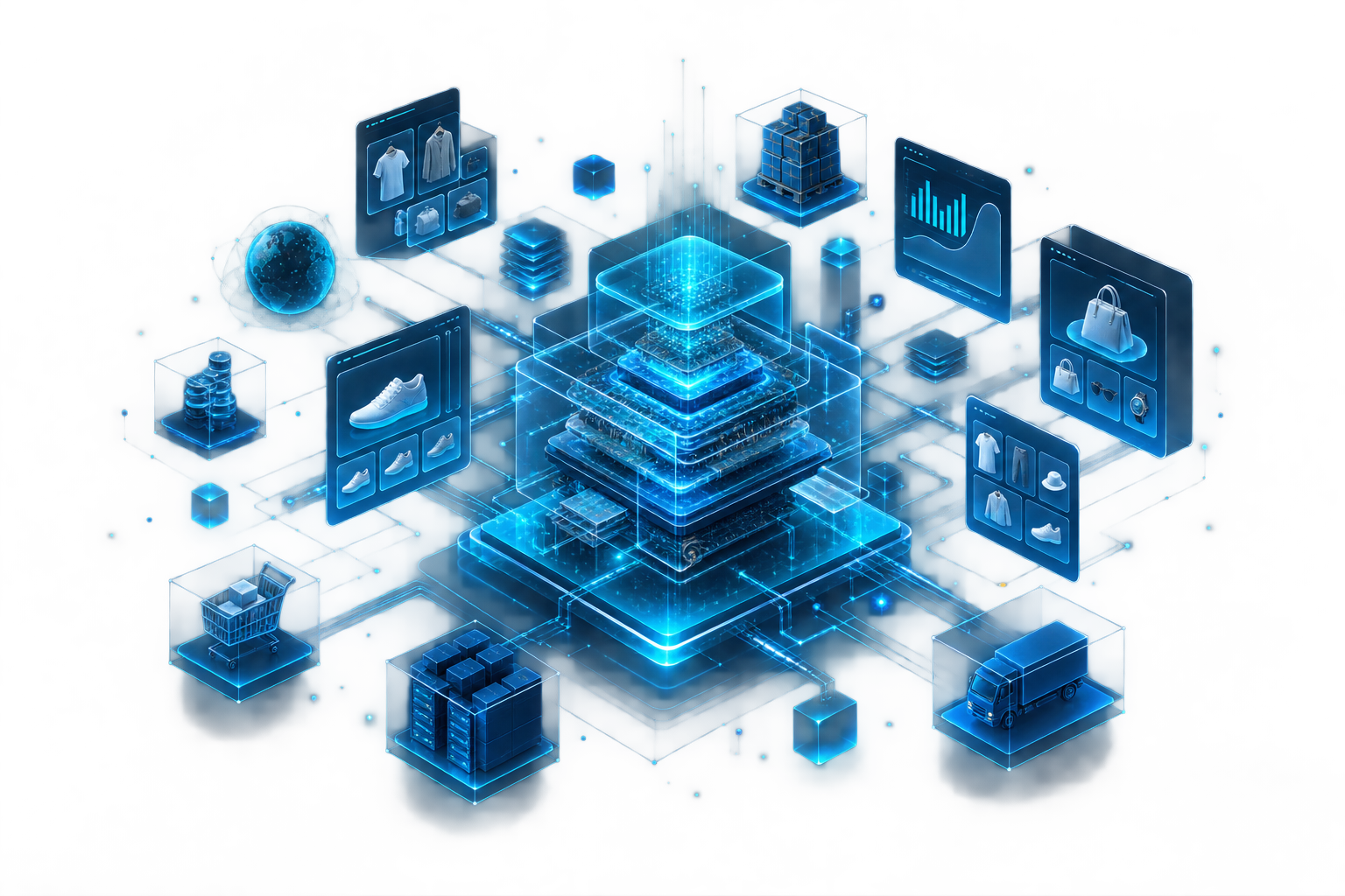 Conceptual illustration of connected technology structures